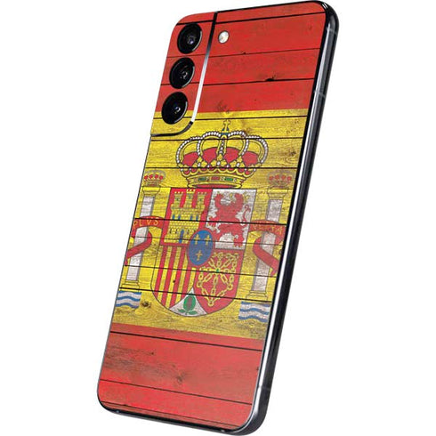 Spain Flag Dark Wood Galaxy S22 Plus Skin